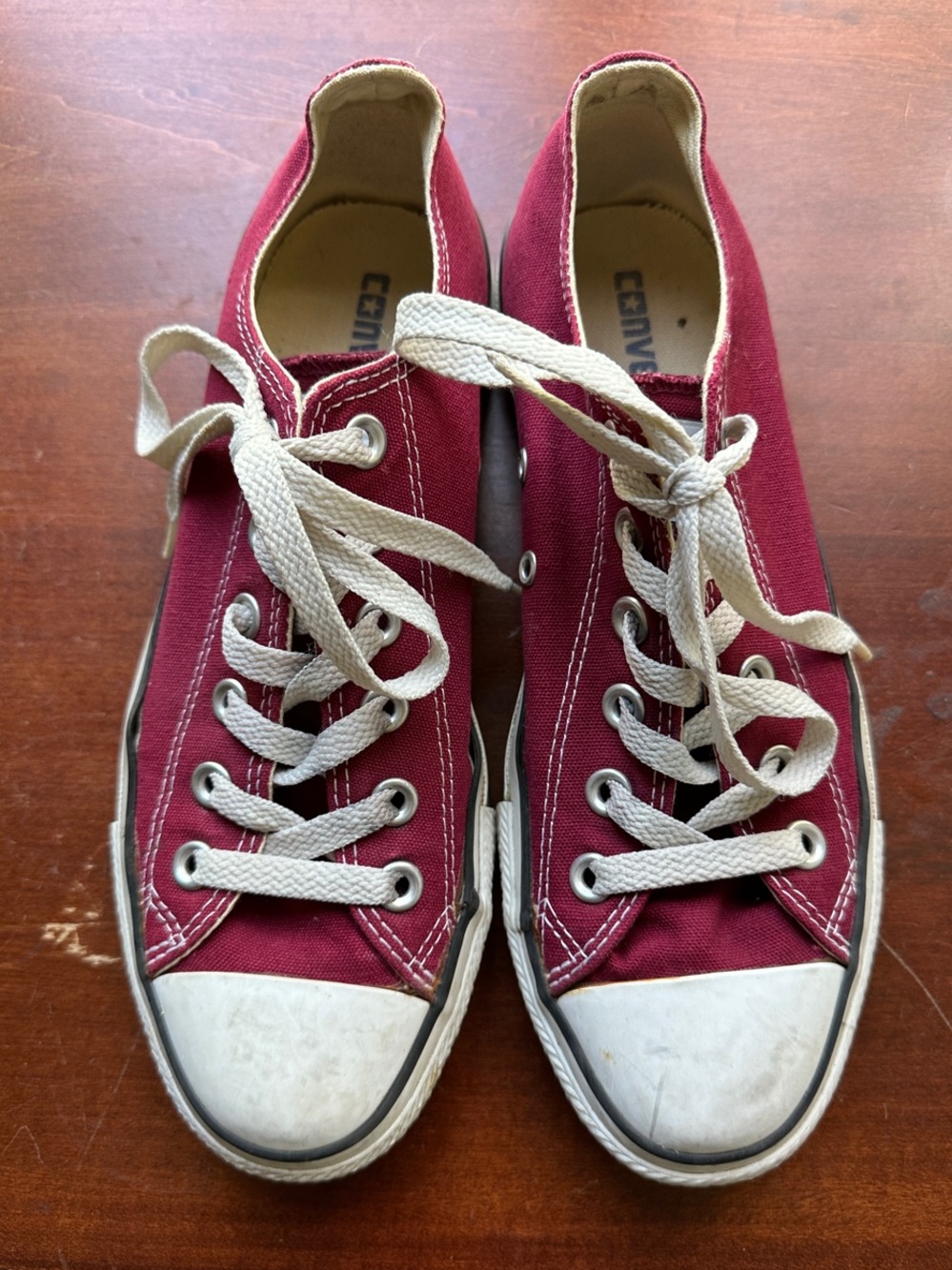 Converse All Star Unisex Low Top Sneakers - Burgundy Canvas with White Laces